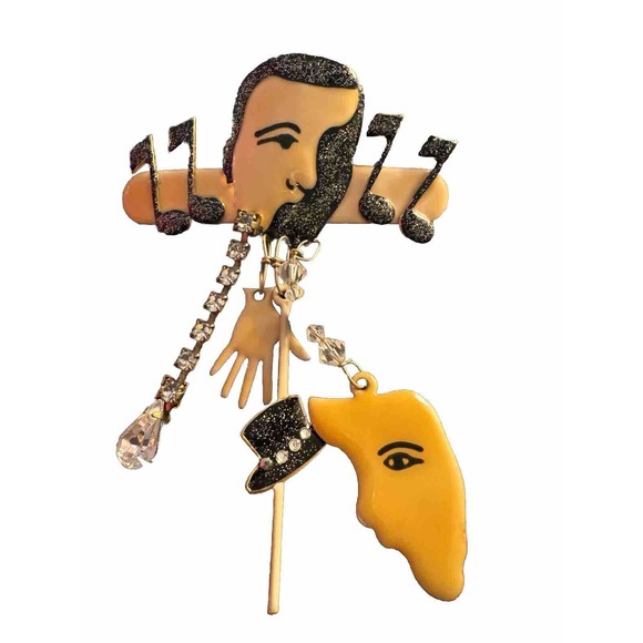 Broadway Theater Themed Brooch Dangle Charms Pin - Picture 2 of 7